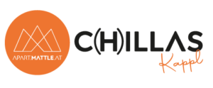The logo showcases a circular orange emblem with mountain outlines and the text APART.MATTLE.AT. Beside it, C(H)ILLAS Kappl is elegantly written in black and orange, perfectly embodying the apart mattle essence.